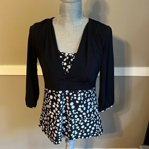 Petite small black and white blouse